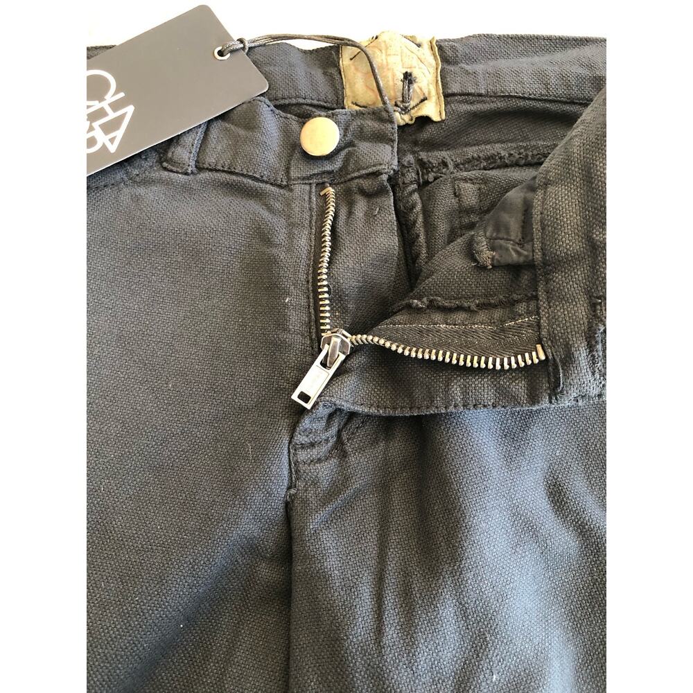 Chaser Canvas Utility Frayed Hem Lace-up Detail Black Pants - M - Picture 7 of 7
